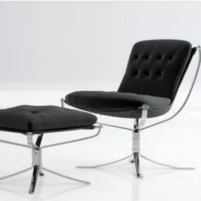 Black Leather Lounge Chair Furniture 3d model