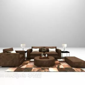Modern Leather Sofa Chair Carpet 3d model