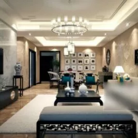 Modern Living Room Decoration Interior Scene 3d model