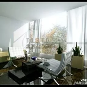 Modern Living Room With Elegant Furniture 3d model