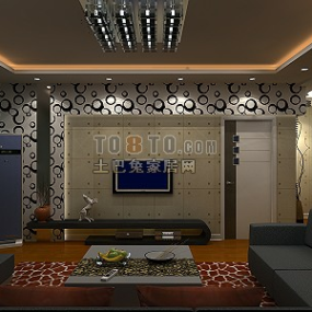 Apartment Living Room With Standard Furniture 3d model