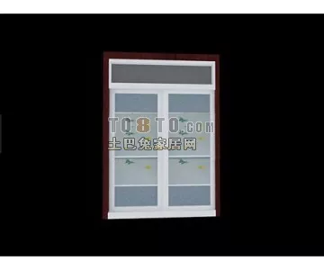 Door Window With Latice Frame 3d model
