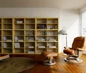 Study Room Interior Minimalist Style 3d model