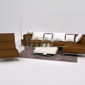 Modern Brown Sofa Set 3d model