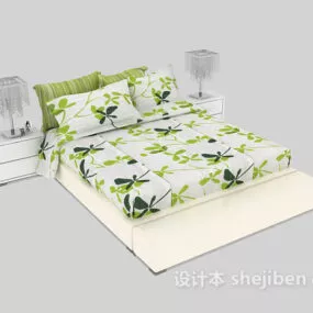 Modern Pastoral Double Bed 3d model