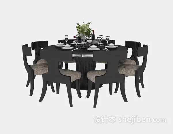 Wood Table Rectangular Shape Steel Leg 3d model