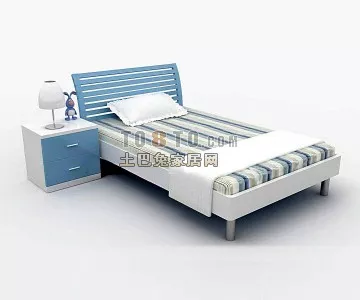 Double Bed Modern Platform 3d model