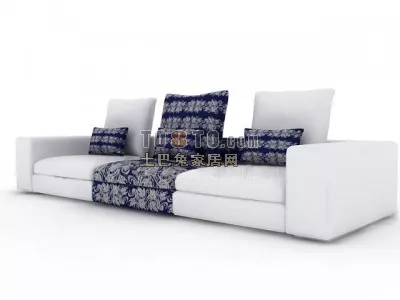Modern White Sofa Three Seats 3d model Modern White Sofa Three Seats 3d model