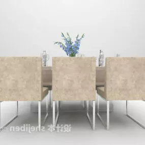 Modern Stainless Steel Dining Table Chair 3d model