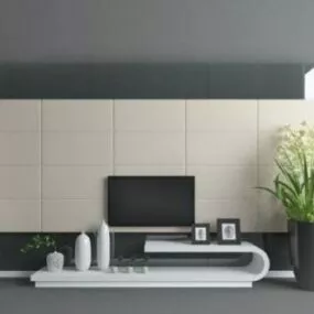 Modern Style Tv Wall With Decor 3d model