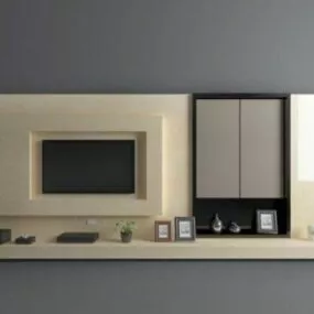 Modern Style Tv Wall Beige Color 3d model