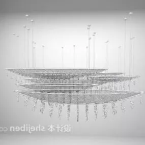 Modern Stylized Crystal Chandelier 3d model