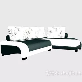 Modern Sectional Sofa White Leather 3d model