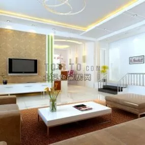 Living Room Modern Design With Sofa 3d model