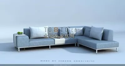 Blue Modern Style Sofa Corner L Shape With Cushion 3d model Blue Modern Style Sofa Corner L Shape With Cushion 3d model