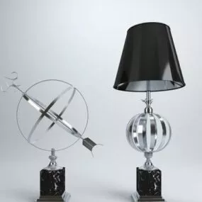 Modern Style Table Lamp Black Shade 3d model