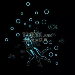 Modern Wall Decoration Bubbles Texture 3d model