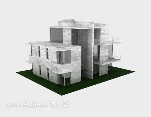 Modern Style Stone Villa 3d model Modern Style Stone Villa 3d model
