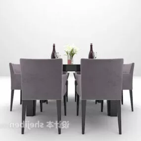 Modern Table With Chair Dinning Room 3d model