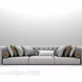 Modern Three Person Sofa With Pillows 3d model