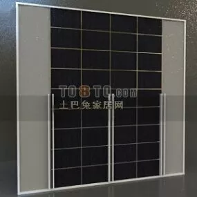 Modern Wardrobe Black Glass Door 3d model