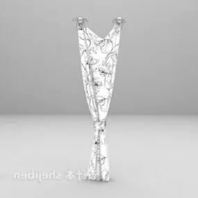 Modern White Floral Curtain 3d model