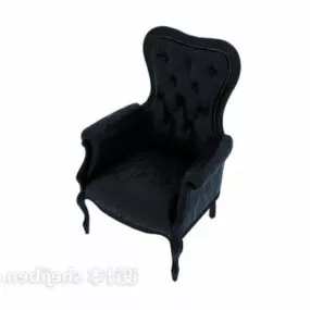 Antique Black Leather Armchair 3d model