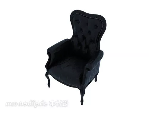 Antique Black Leather Armchair 3d model Antique Black Leather Armchair 3d model