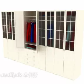 Wardrobe Glass Door With Wood Frame 3d model
