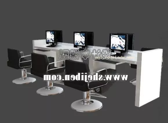 Computer Desk With Keyboard Tray And Shelf 3d model
