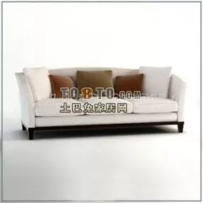 Beige Fabric Sofa With Velvet Cushion 3d model