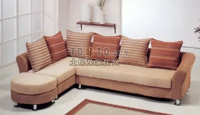 Black Leather Bench Sofa 3d model