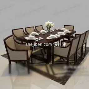 Hotel Furniture Dining Table With Chairs 3d model
