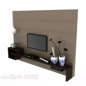 Chinese Brown Tv Wall 3d model