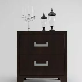 Chinese Black Side Cabinet 3d model