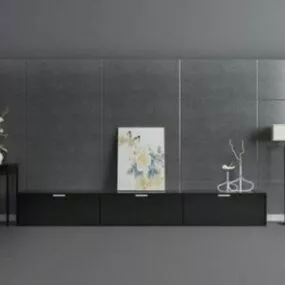 Modern Dark Style Tv Wall 3d model