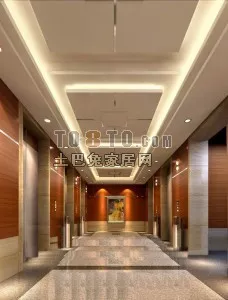 Hotel Interior Lobby Decorative With Lighting 3d model