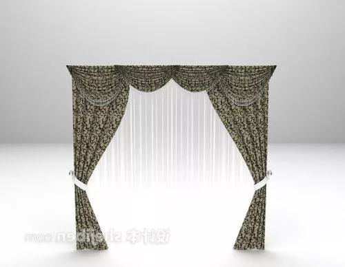 European Brown Curtain Two Layers 3d model European Brown Curtain Two Layers 3d model
