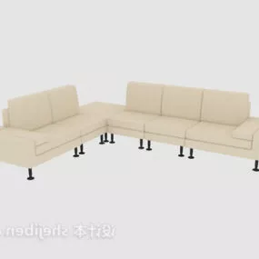 Nordic Minimalist Sofa Beige Color 3d model