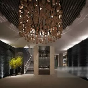 Office Building Hall Chandelier 3d model