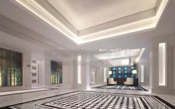 Entertainment Room With Chandelier Decoration 3d model