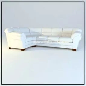 Corner Sofa White Leather 3d model