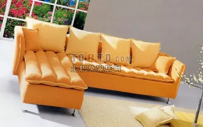 Upholstered Sofa With Ottoman 3d model