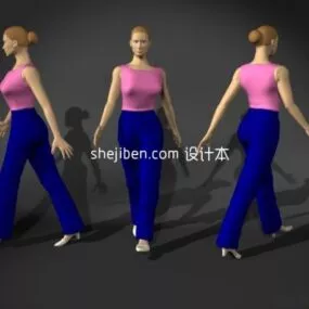 Lowpoly Female Walking Character 3d model