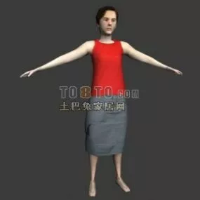 Middle Age Women Character T Pose 3d model