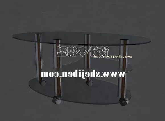 Oval Glass Table Two Layers 3d model Oval Glass Table Two Layers 3d model