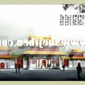 Ancient Chinese Townhouse Building 3d model