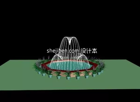 Water Fountain Stair Circle Steps 3d model