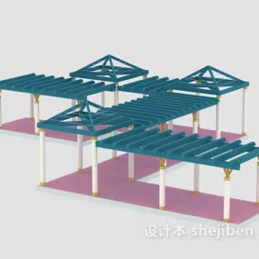 Wood Flower Pergola Structure 3d model