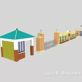 Outdoor Gate Fence Architecture Basic Design 3d model